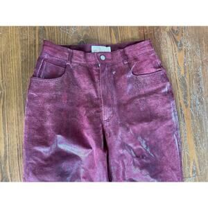 Vintage Margaret Godfrey High Rise Burgundy/Red 100% Leather Suede Pants, sz 12